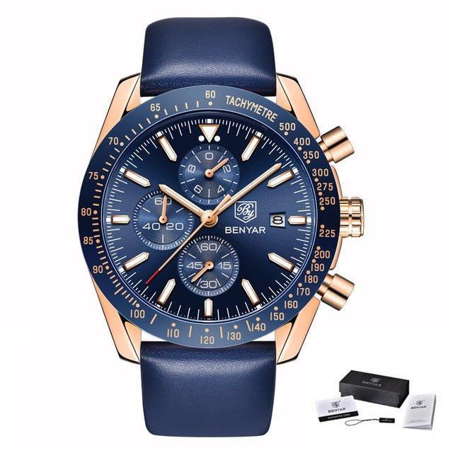 watches : Men's Waterproof Quartz Watch - Staal Zilver Blauw in L Blauw Goud Blauw B van Pantino