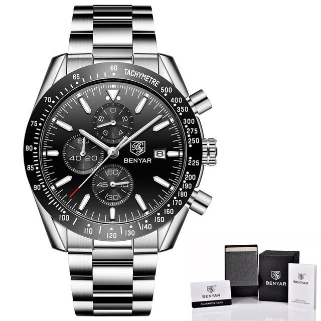 watches : Men's Waterproof Quartz Watch - Staal Zilver Blauw in van Pantino
