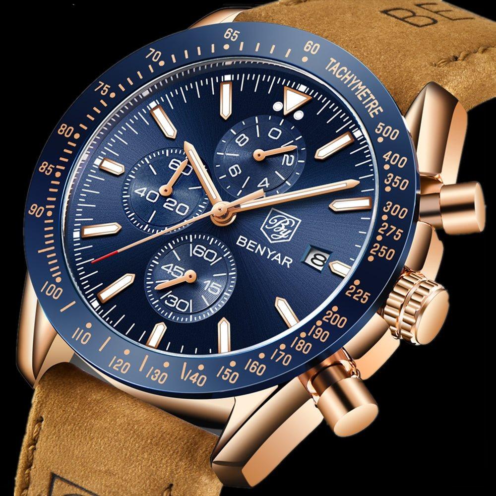 watches : Men's Waterproof Quartz Watch - Staal Zilver Blauw in van Pantino