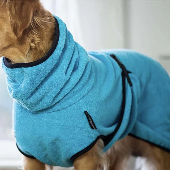 pets : FleeceFlow - Absorberende Hondenbadjas - Groen in Blauw van Pantino