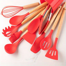 home & garden : Silicone 12-Delig Kookgerei Sets - Khaki in Rood van Pantino