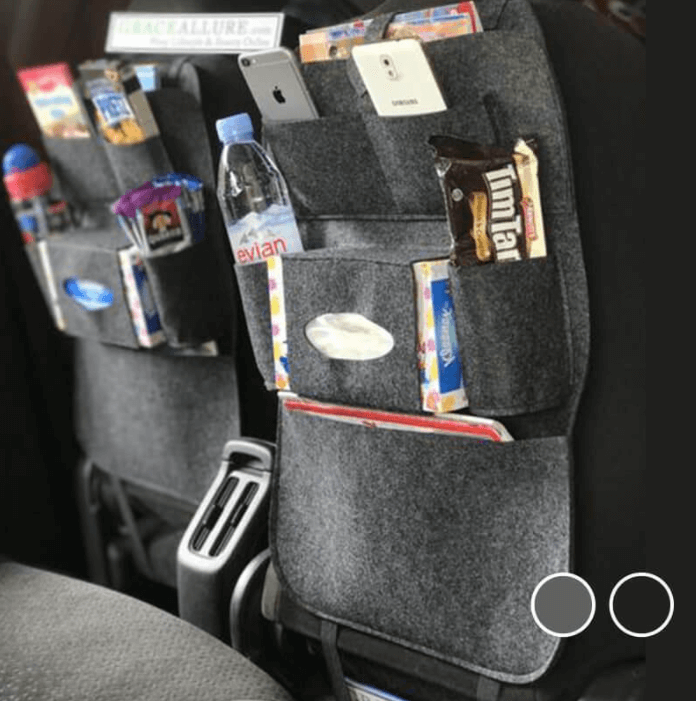 Car Seat Organizer : Auto Achterbank Opbergzak Organisator - Donker Grijs in van Pantino