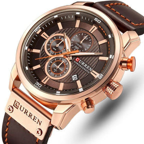 watches : Horloge Heren Zwart - Curren Chronograaf Polshorloge voor in Rose koffie van Pantino