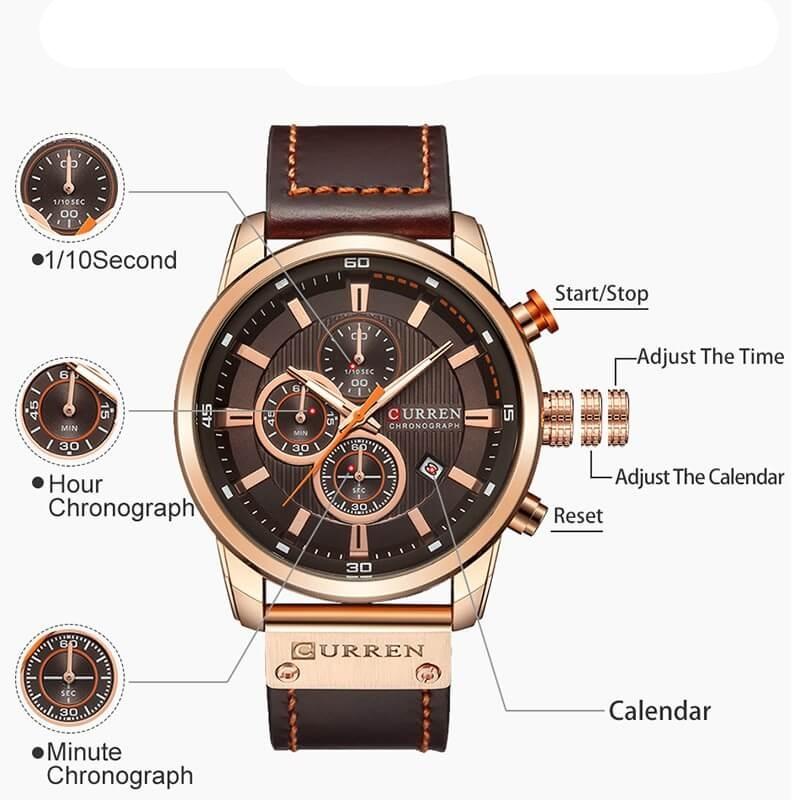 watches : Horloge Heren Zwart - Curren Chronograaf Polshorloge voor in van Pantino