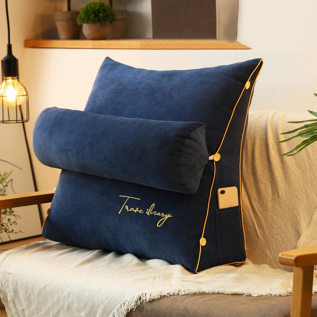 home & garden : Leeskussen Driehoekig Rugleuning Marineblauw - Ergonomisch & Comfortabel voor Bed/Bank in Marineblauw van Pantino