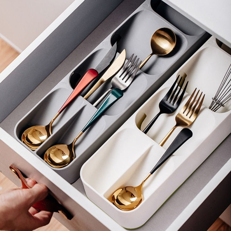 home & garden : CutleryOrganizer - Compacte Keukenbestek Organiser - Grijs in Wit van Pantino