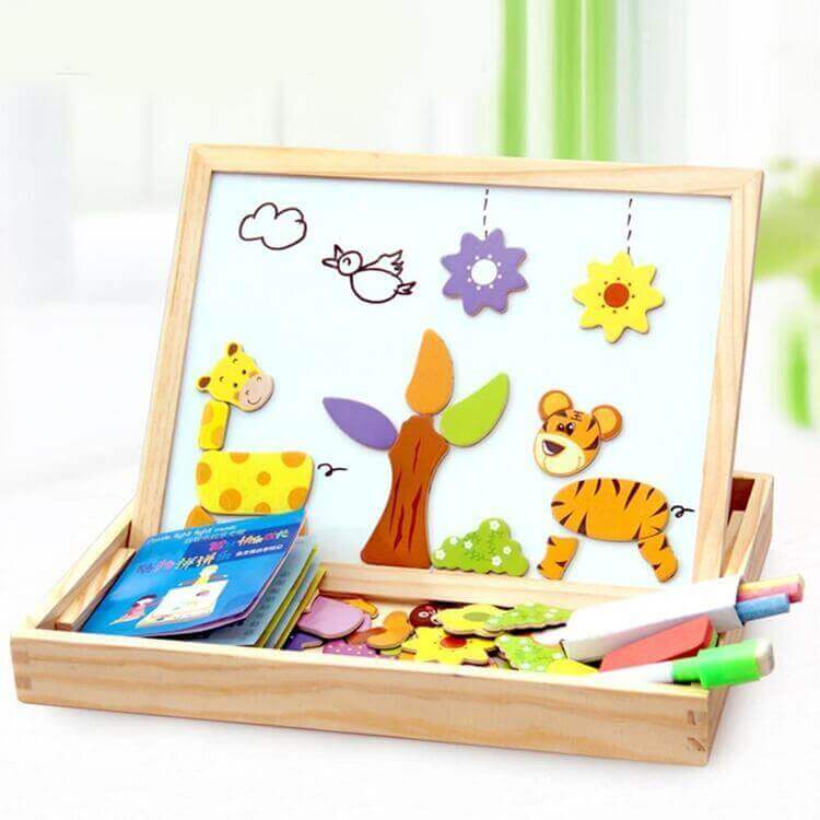 other : Magnetisch Teken - En Puzzelbord Kinderen in Dieren van Pantino