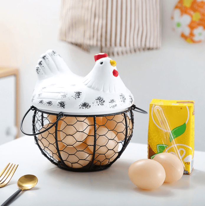 home & garden : Keramisch Eier Bewaarmandje - Wit in van Pantino