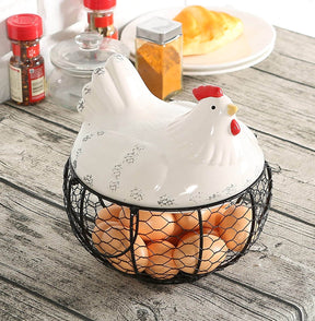 home & garden : Keramisch Eier Bewaarmandje - Wit in van Pantino