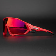Cycling Glasses : Fietsbril Unisex Wit - Eyeglasses - Voor Racefietsen in Rood van Pantino