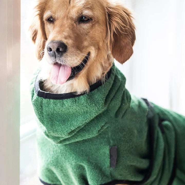 pets : FleeceFlow - Absorberende Hondenbadjas - Groen in van Pantino
