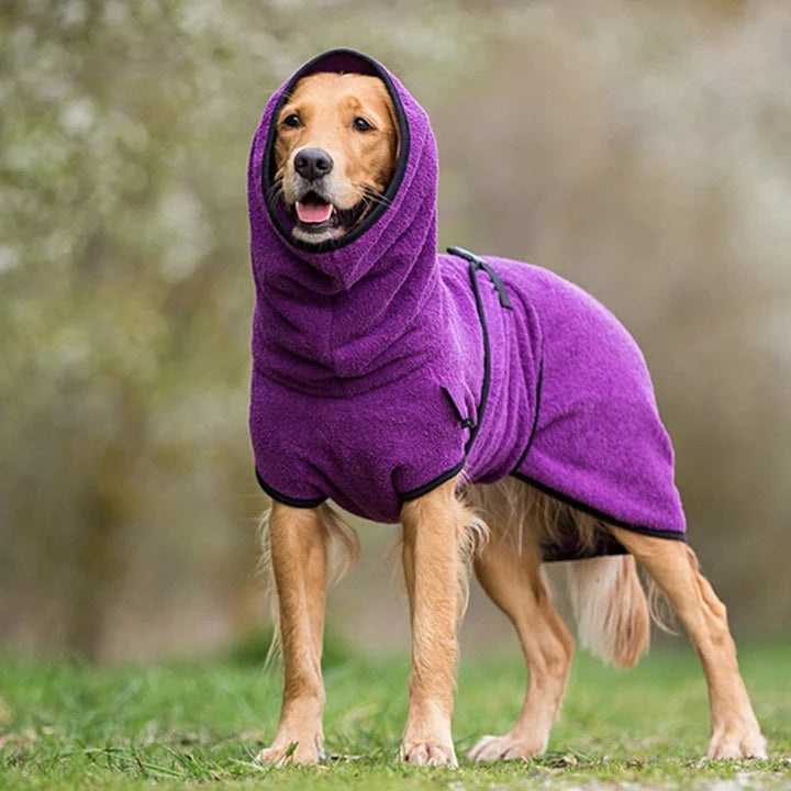 pets : FleeceFlow - Absorberende Hondenbadjas - Groen in Paars van Pantino