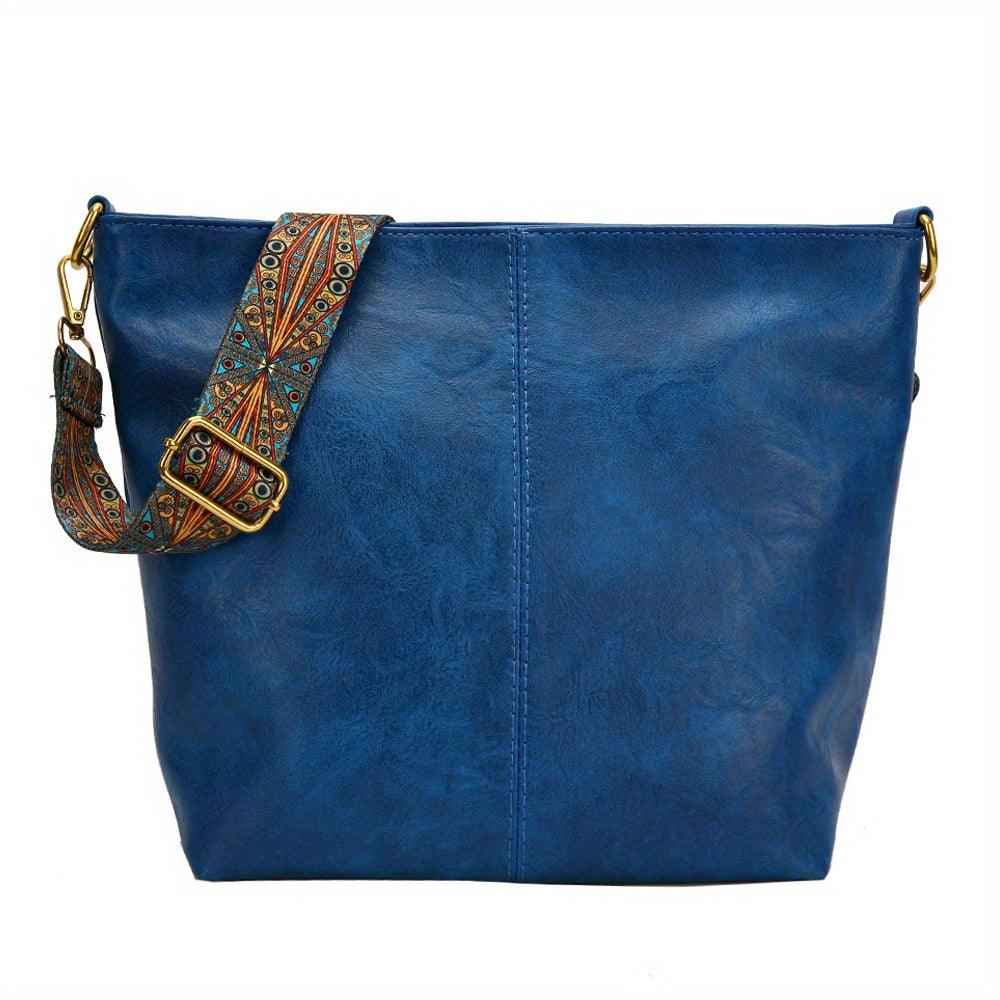 bags : HoboBag - Kruistas met Grote Capaciteit - Groen in Helderblauw van Pantino