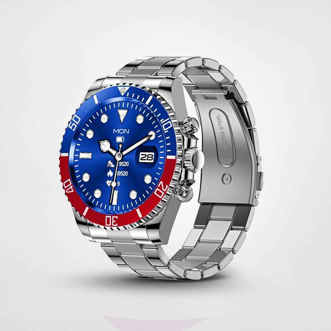 watches : Hulk Smartwatch - Stijlvol en Hartslagmeting - Zwart in Blauw Rood van Pantino
