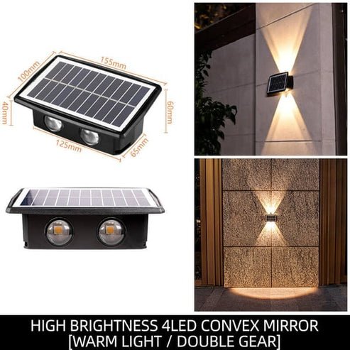 outdoor equipment : IllumiSun - LED Wandlamp op Zonne-Energie - Wit Licht in 4 LED Warm Licht van Pantino