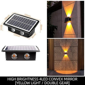 outdoor equipment : IllumiSun - LED Wandlamp op Zonne-Energie - Wit Licht in 4 LED Geel Licht van Pantino