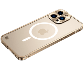 Phone Case : ISafe - MagSafe Aluminium Hoesje - Blauw in Goud van Pantino