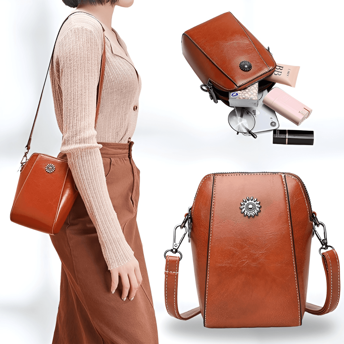 bags : LeatherBag - Tas voor Mobiele Telefoon - Geel in Geel van Pantino