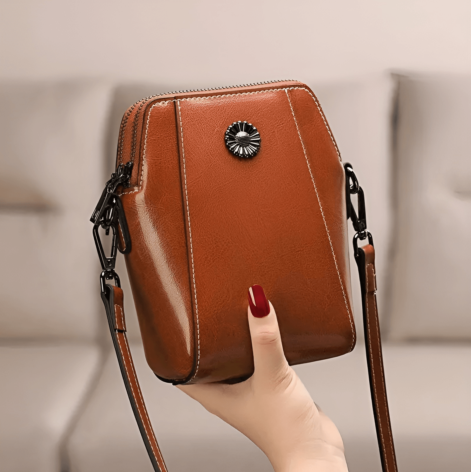 bags : LeatherBag - Tas voor Mobiele Telefoon - Geel in van Pantino