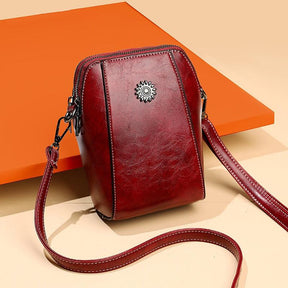 bags : LeatherBag - Tas voor Mobiele Telefoon - Geel in Rood van Pantino