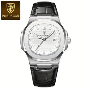 watches : Herenhorloge Zwart RVS 42mm - Modern Polshorloge met Datum voor Mannen in Wit van Pantino