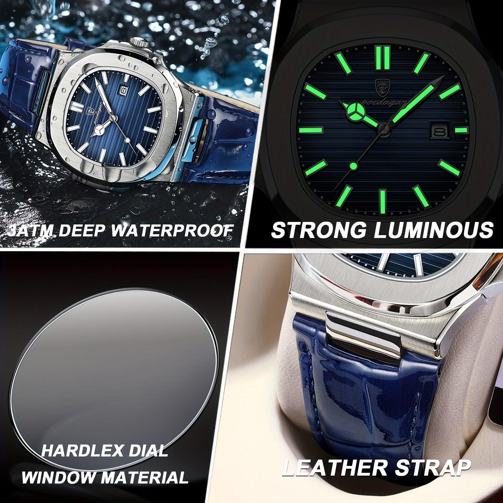 watches : Herenhorloge Zwart RVS 42mm - Modern Polshorloge met Datum voor Mannen in van Pantino