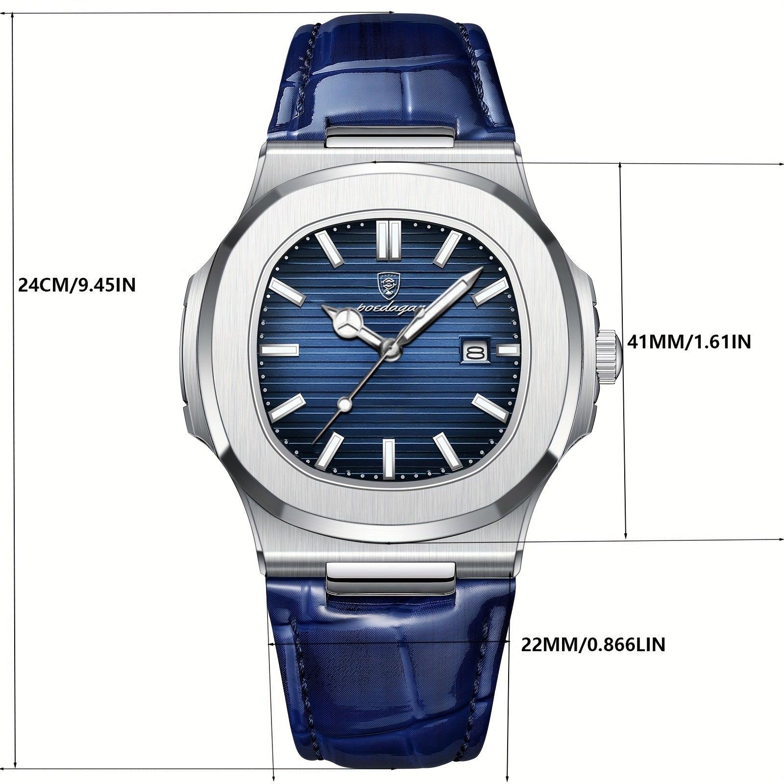 watches : Herenhorloge Zwart RVS 42mm - Modern Polshorloge met Datum voor Mannen in van Pantino