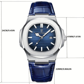watches : Herenhorloge Zwart RVS 42mm - Modern Polshorloge met Datum voor Mannen in van Pantino