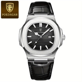 watches : Herenhorloge Zwart RVS 42mm - Modern Polshorloge met Datum voor Mannen in Zwart van Pantino