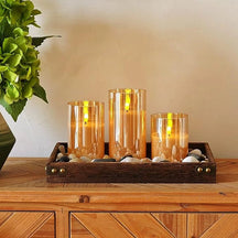 home & garden : LuminaGlow - Realistische Kaarsenset - Grijs in Amber van Pantino