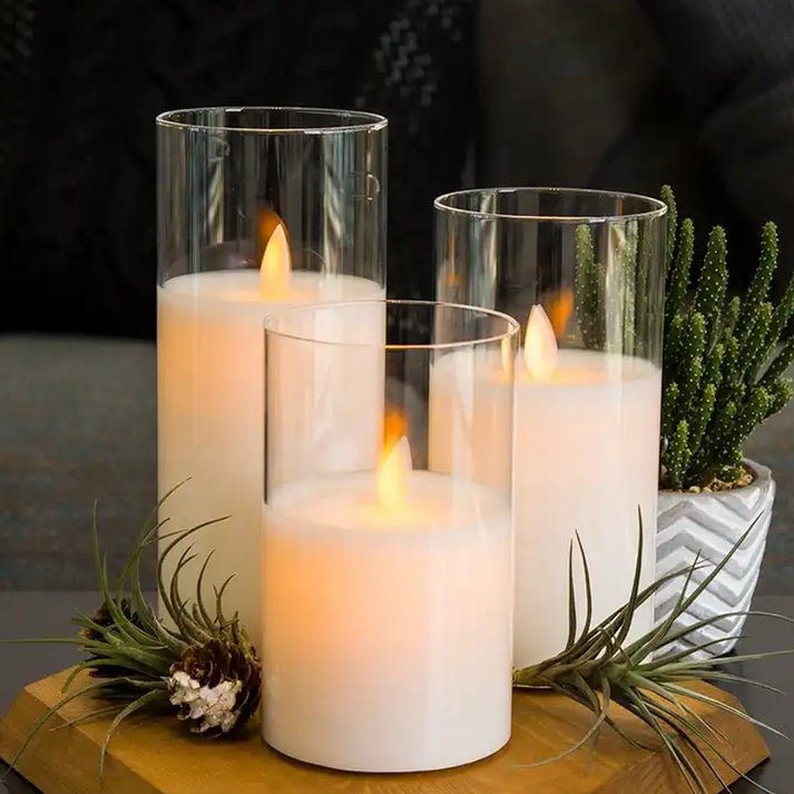 home & garden : LuminaGlow - Realistische Kaarsenset - Grijs in van Pantino