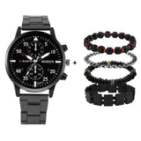 Men's Watch Black/Silver - Luxury Set - Fashion