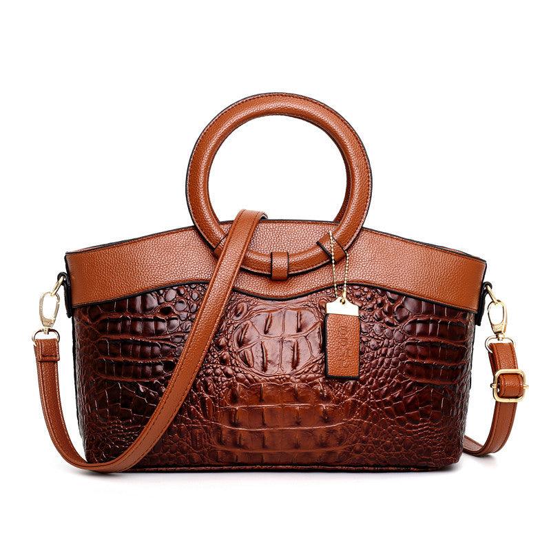 bags : Handtas Dames Karamelbruin - LuxeCroco - Luxe Handtassen voor in van Pantino