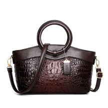bags : Handtas Dames Karamelbruin - LuxeCroco - Luxe Handtassen voor in Mokka bruin van Pantino