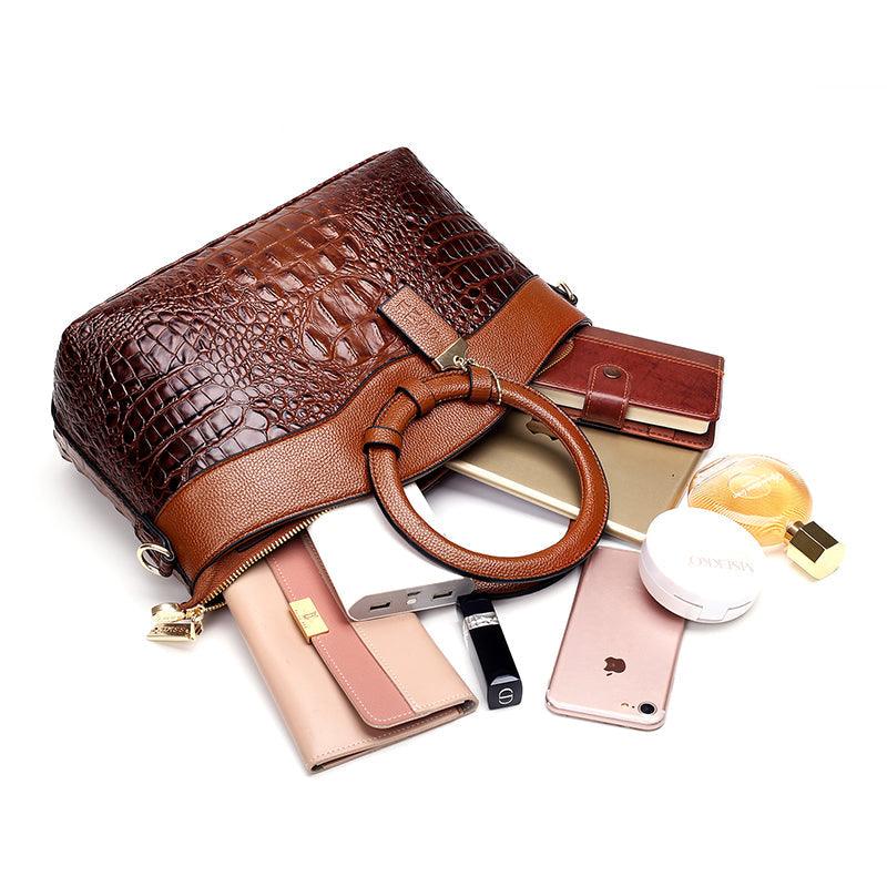 bags : Handtas Dames Karamelbruin - LuxeCroco - Luxe Handtassen voor in van Pantino