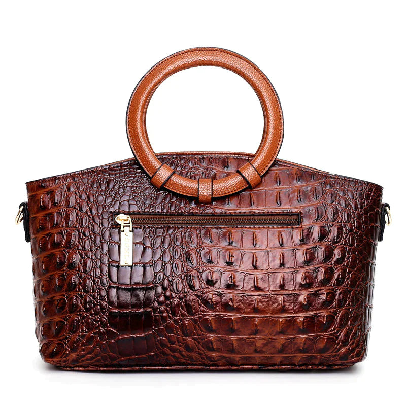 bags : Handtas Dames Karamelbruin - LuxeCroco - Luxe Handtassen voor in van Pantino