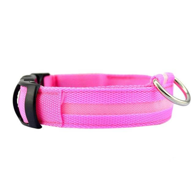 pets : LED Halsband Nylon - Blauw in Roze van Pantino