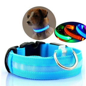 pets : LED Halsband Nylon - Blauw in Blauw S van Pantino