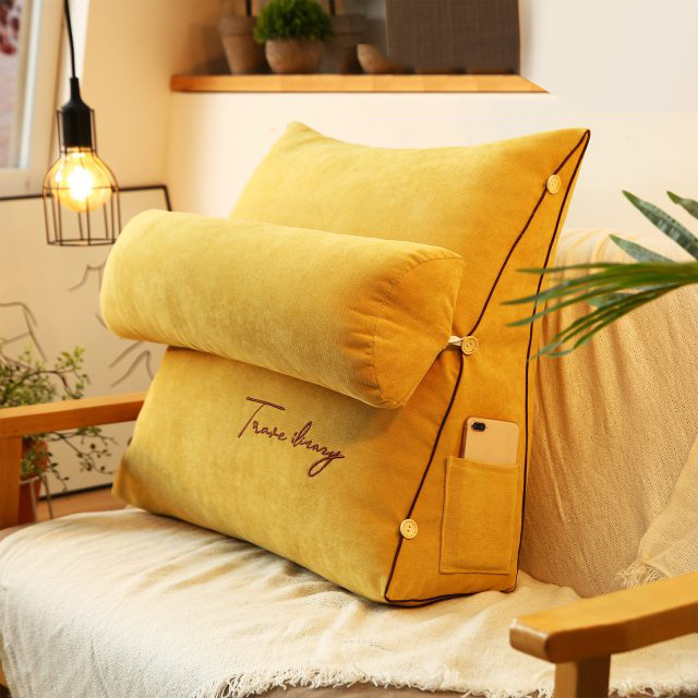 home & garden : Leeskussen Driehoekig Rugleuning Marineblauw - Ergonomisch & Comfortabel voor Bed/Bank in Geel van Pantino