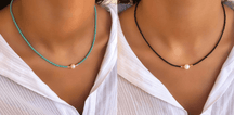Necklace : Ketting Heren - Pocket Pearl - Met Natuurlijke Parels in Turkoois + zwart (1+1 gratis) van Pantino