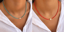 Necklace : Ketting Heren - Pocket Pearl - Met Natuurlijke Parels in Turkoois + rood (1+1 gratis) van Pantino