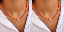 Necklace : Ketting Heren - Pocket Pearl - Met Natuurlijke Parels in Rood + Rood (1+1 gratis) van Pantino