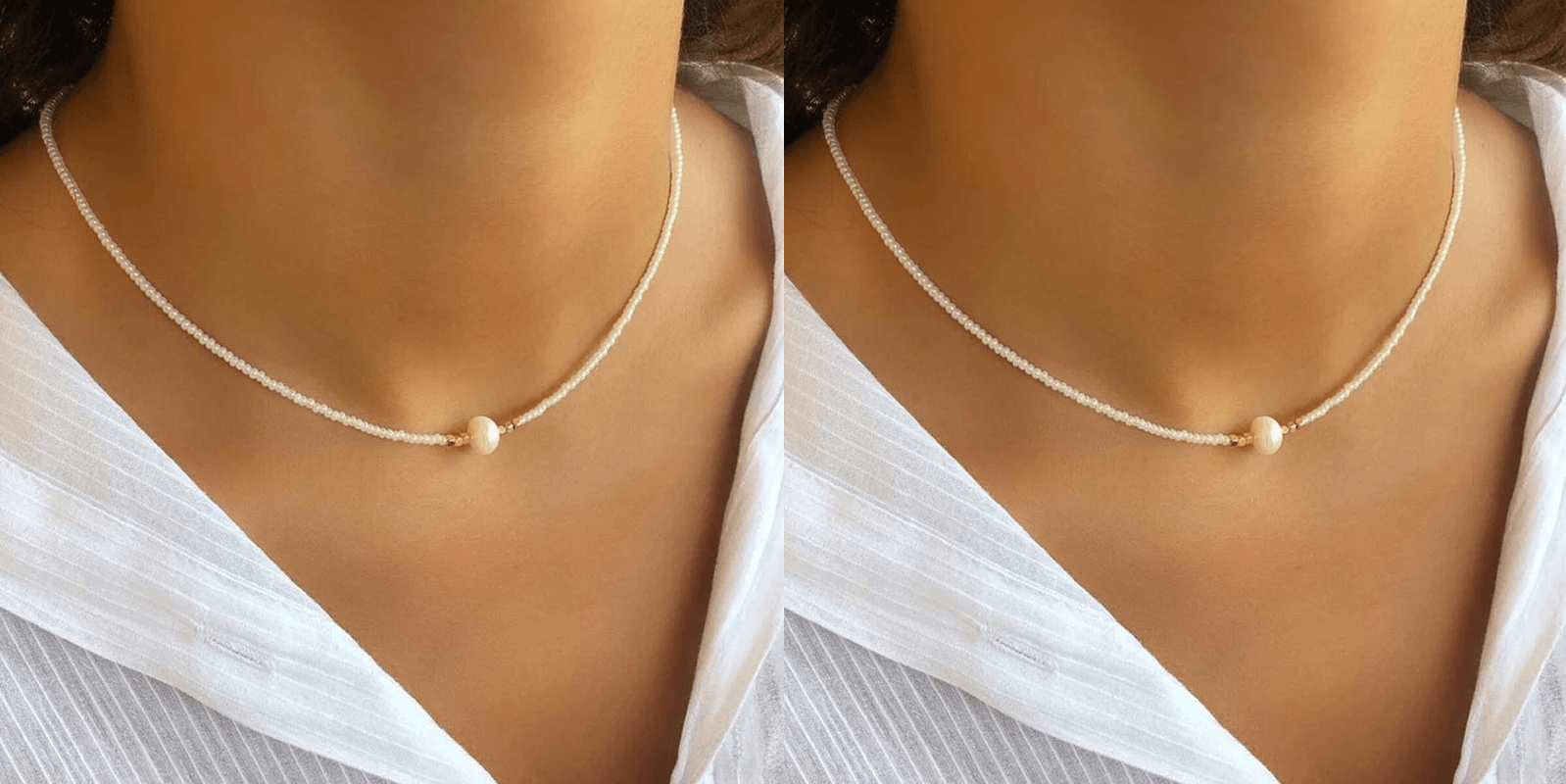 Necklace : Ketting Heren - Pocket Pearl - Met Natuurlijke Parels in van Pantino