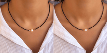 Necklace : Ketting Heren - Pocket Pearl - Met Natuurlijke Parels in Zwart + Zwart (1+1 gratis) van Pantino