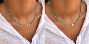 Necklace : Ketting Heren - Pocket Pearl - Met Natuurlijke Parels in Turkoois + Turkoois (1+1 gratis) van Pantino