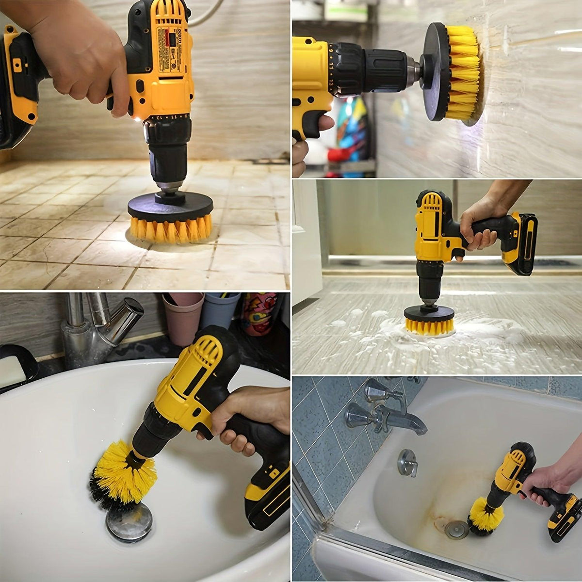 gadgets : PowerScrub - 3x Opzetborstelset - Geel in van Pantino