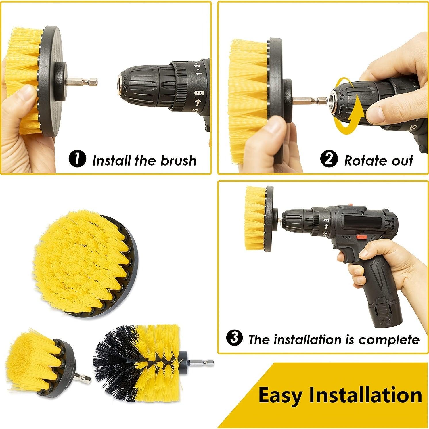 gadgets : PowerScrub - 3x Opzetborstelset - Geel in van Pantino