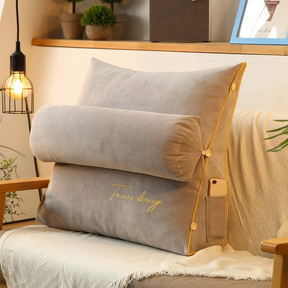 home & garden : Leeskussen Driehoekig Rugleuning Marineblauw - Ergonomisch & Comfortabel voor Bed/Bank in Lichtgrijs van Pantino