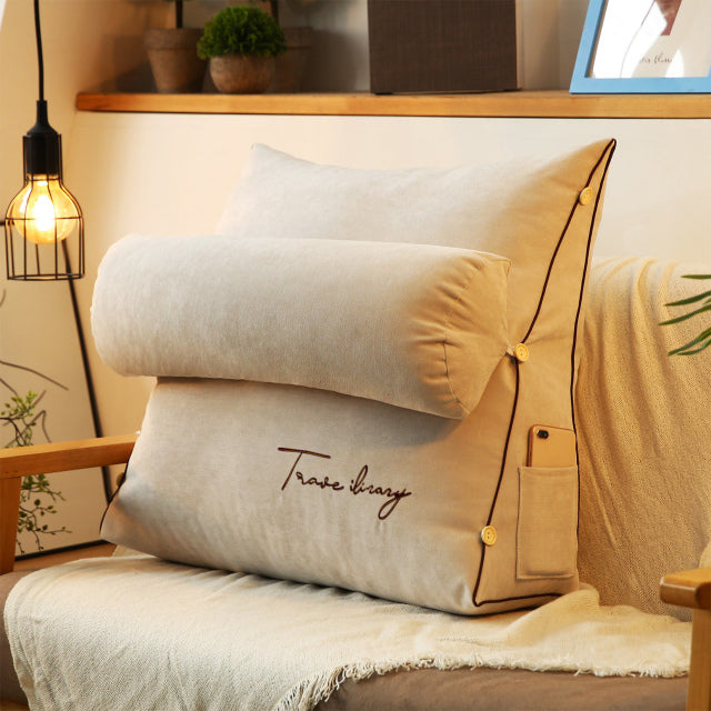 home & garden : Leeskussen Driehoekig Rugleuning Marineblauw - Ergonomisch & Comfortabel voor Bed/Bank in Beige (7 beschikbaar) van Pantino