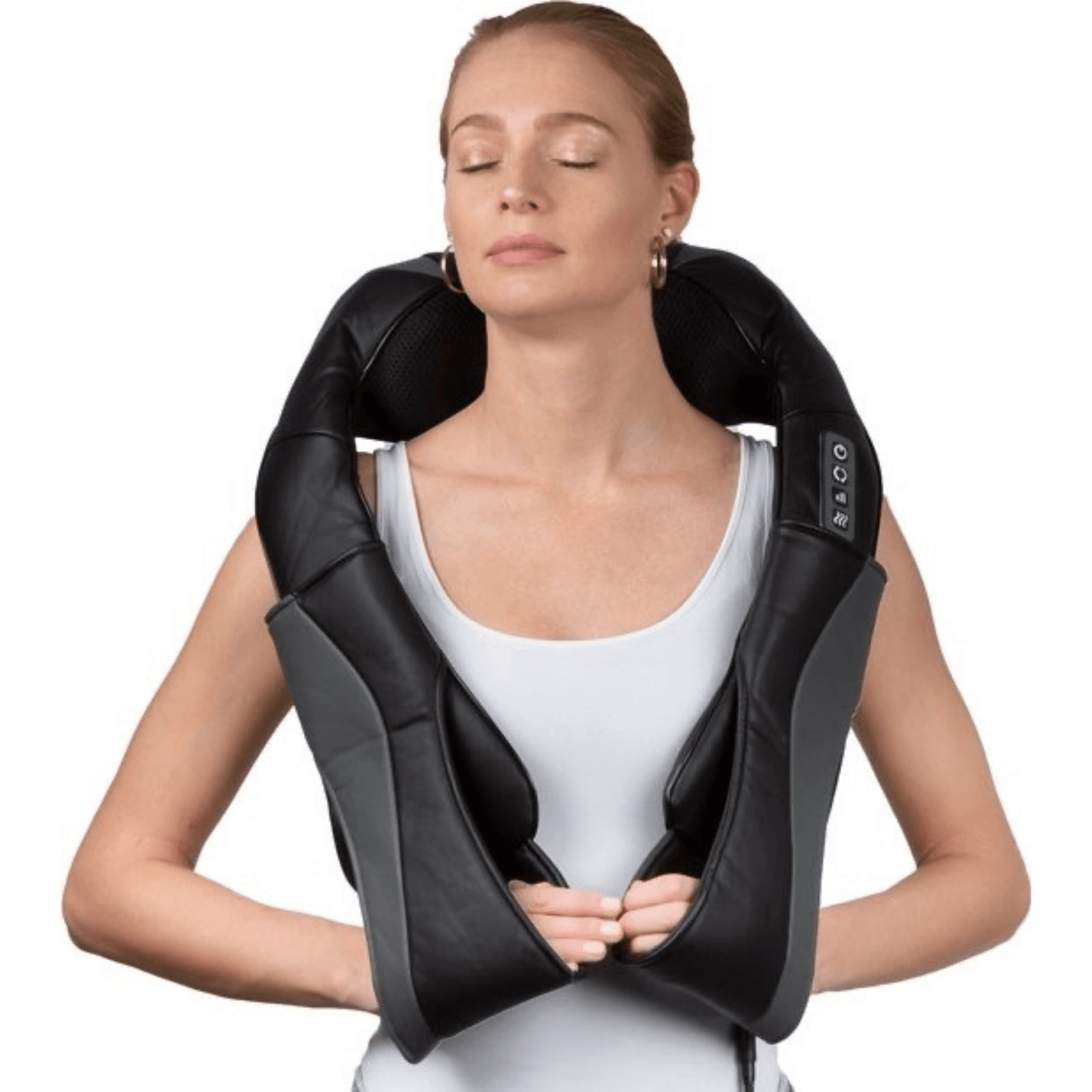 gadgets : Shiatsu Massagekussen Zwart met Warmte voor Nek & Rug - Draagbaar Ergonomisch Kussen in van Pantino